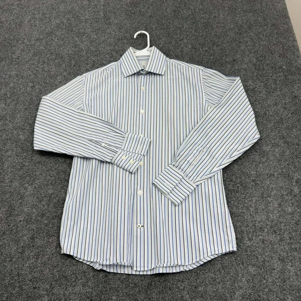 Banana Republic Shirt Mens S Blue White Cotton Striped Long Sleeve Button Down